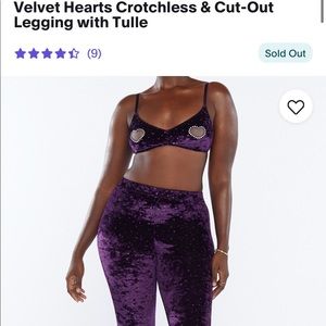 Savage X Fenty Velvet Hearts crotchless legging set Size M